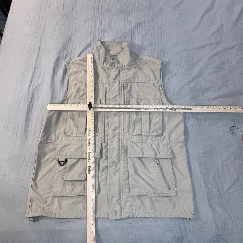 Travel Smith Mens Large Beige Utility Tactical Fishing Vest 12 Pockets Nylon - Picture 6 of 7